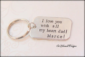 Pewter I love you with all my heart keychain