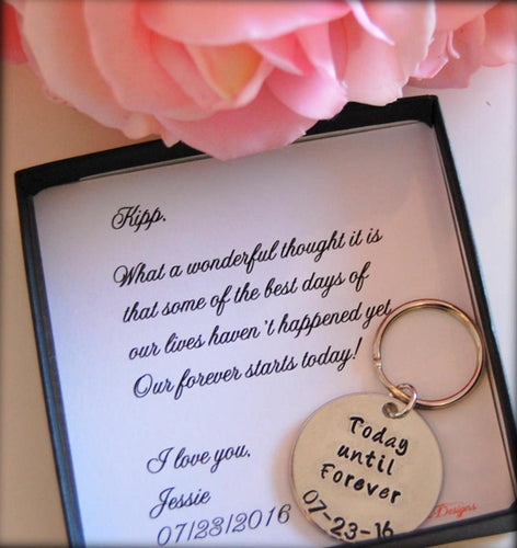 Personalized keychain for groom from bride on wedding day
