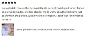 Glowing review about grooms keychain purchased from So Blessed Designs
