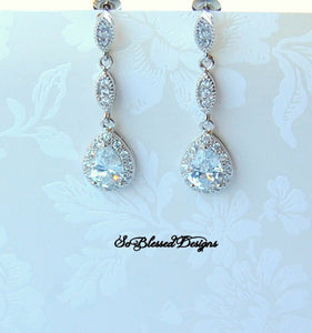 Long bridesmaid earrings in silver