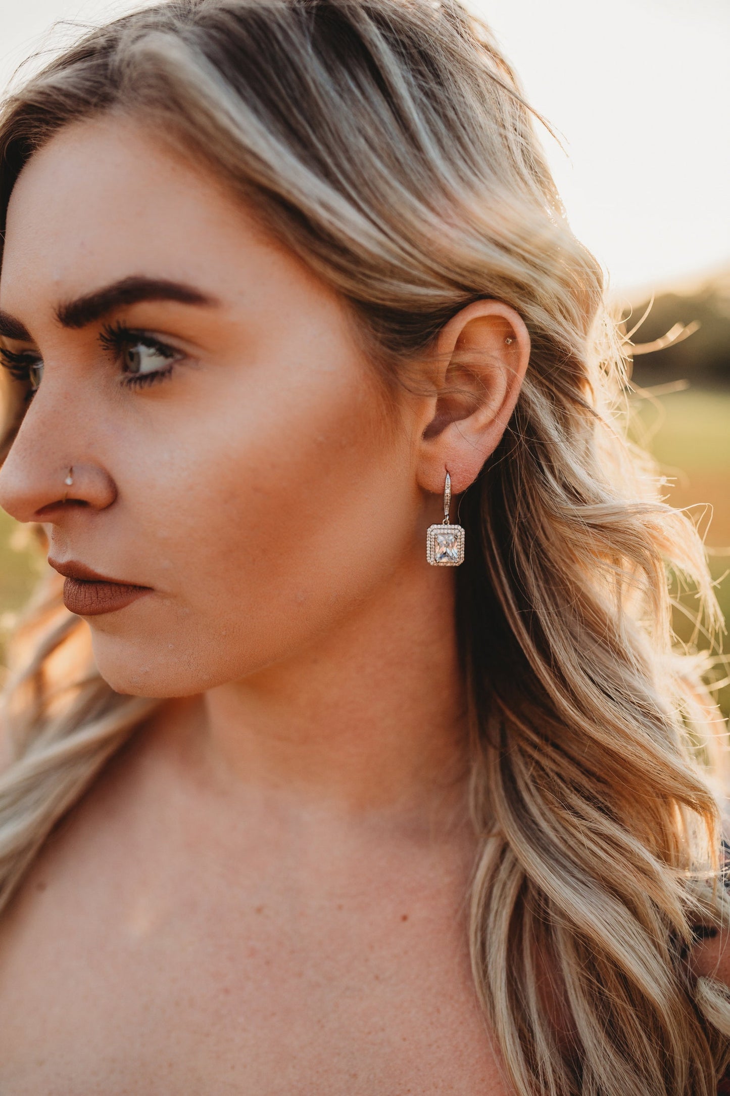 Emerald Cut Bridal Earrings