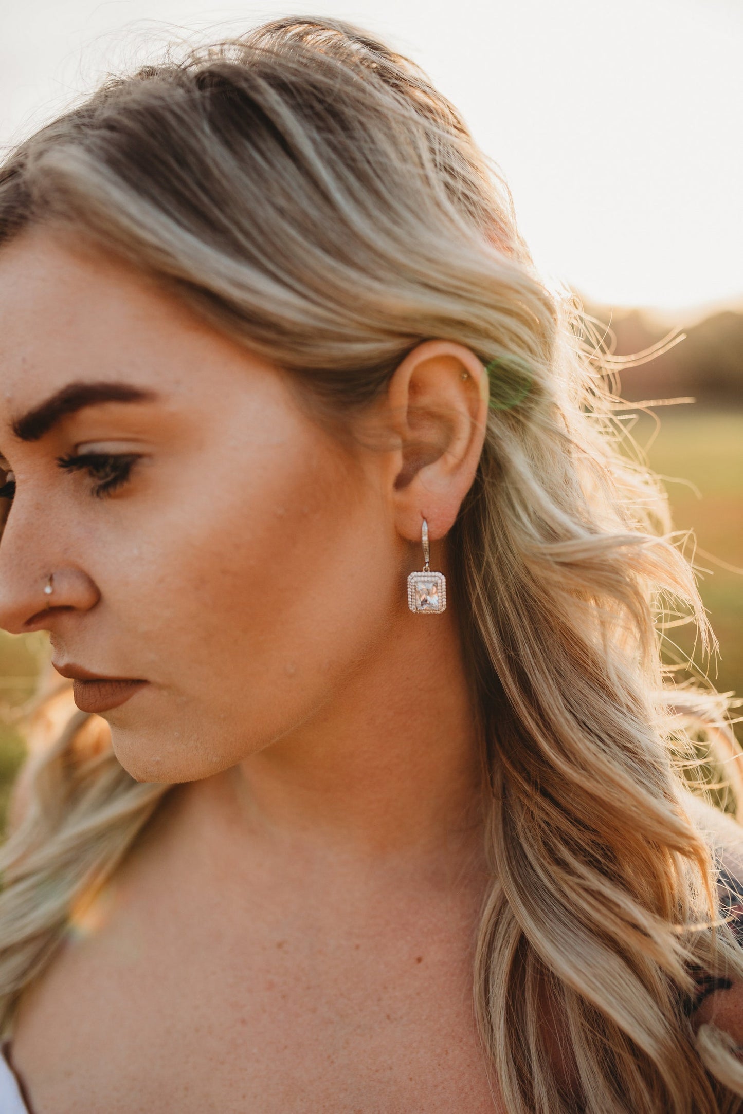 Emerald Cut Bridal Earrings