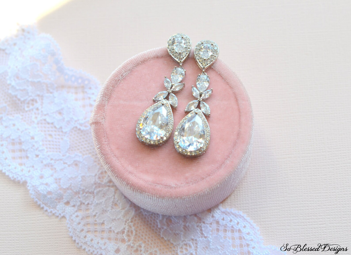 Haley Statement Bridal CZ Earrings