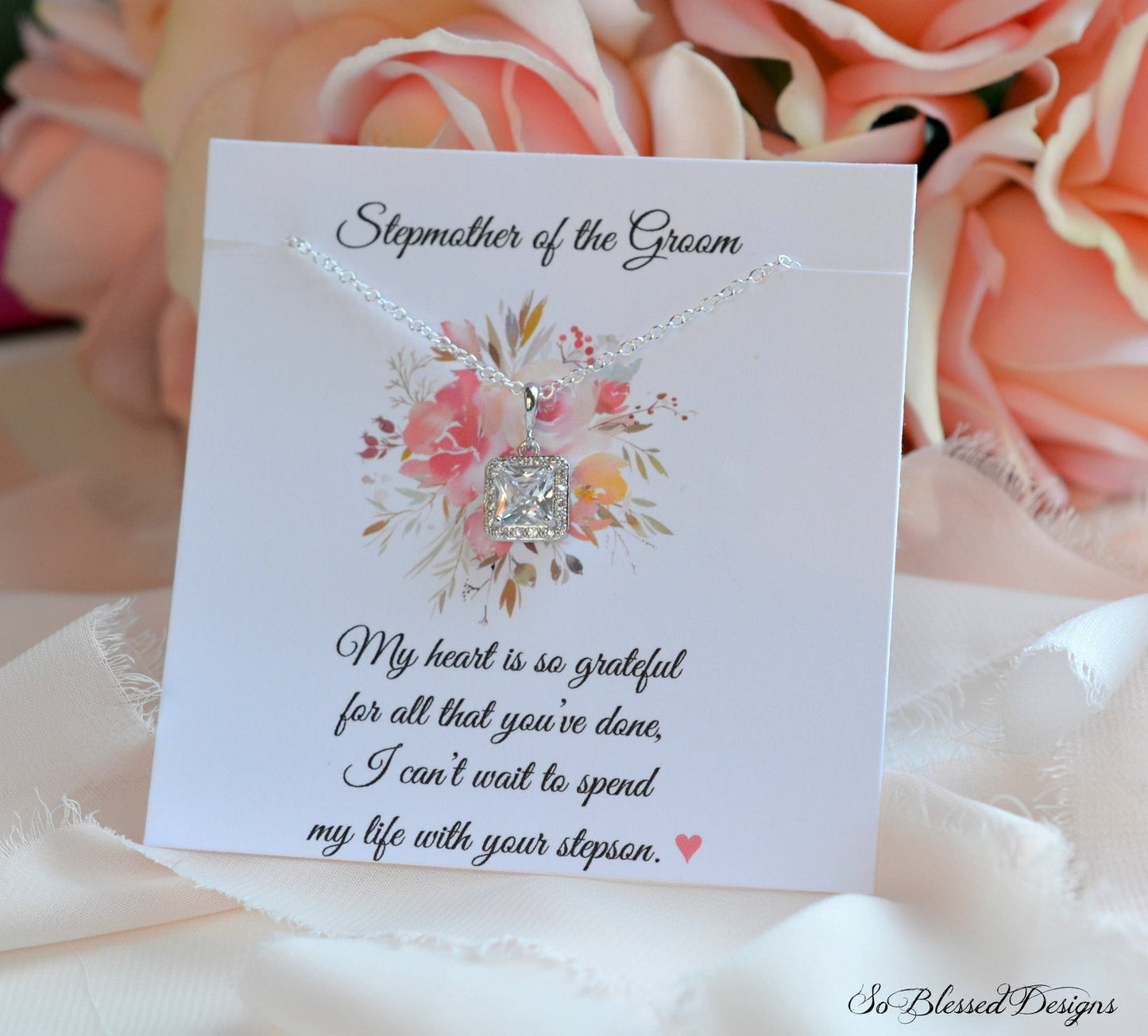 Stepmother of the Groom jewelry card with necklace