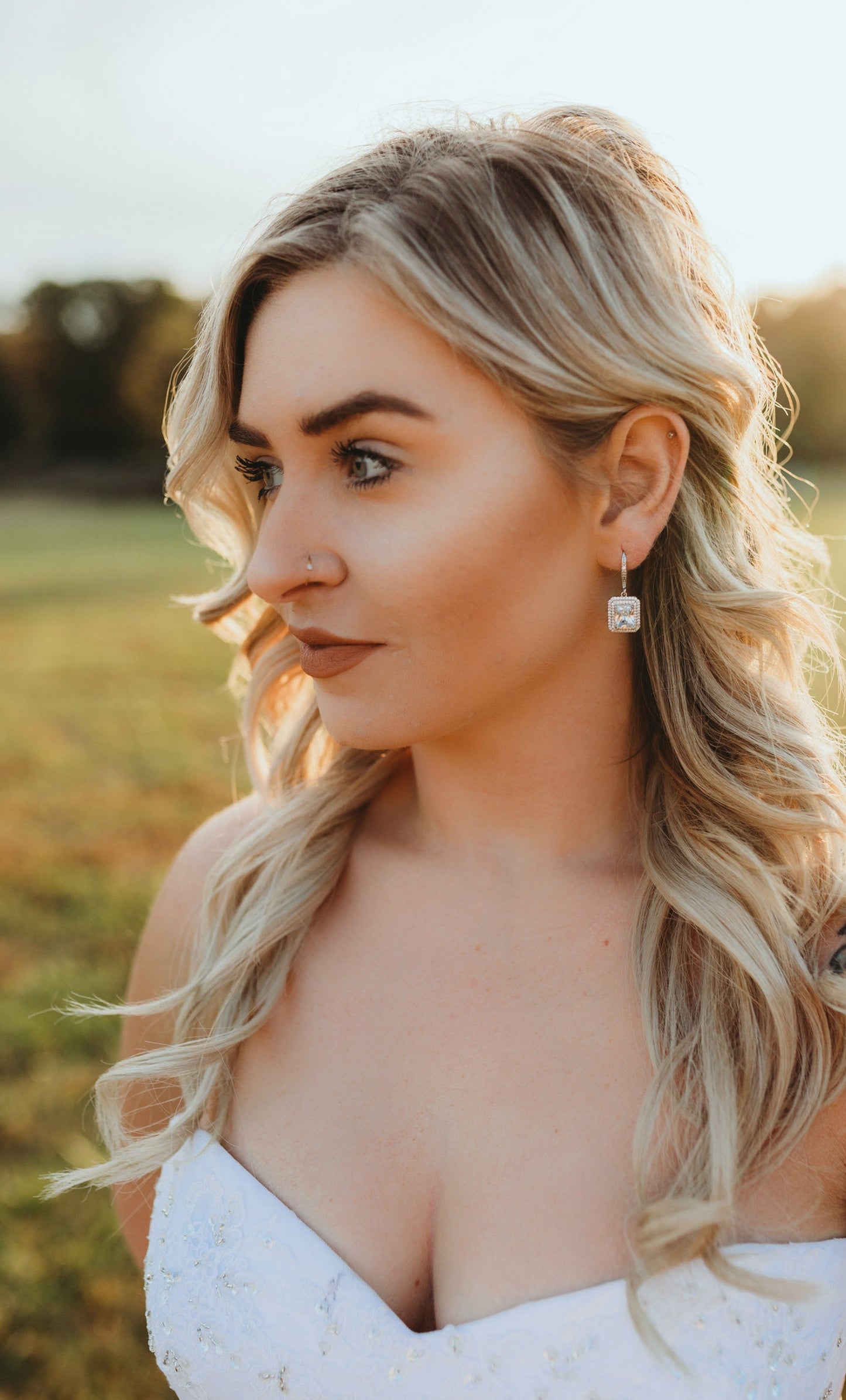 Emerald Cut Bridal Earrings