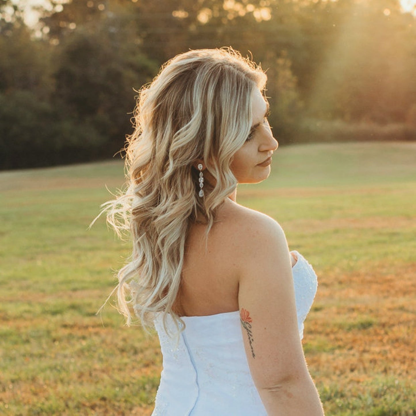 Long statement bridal earrings