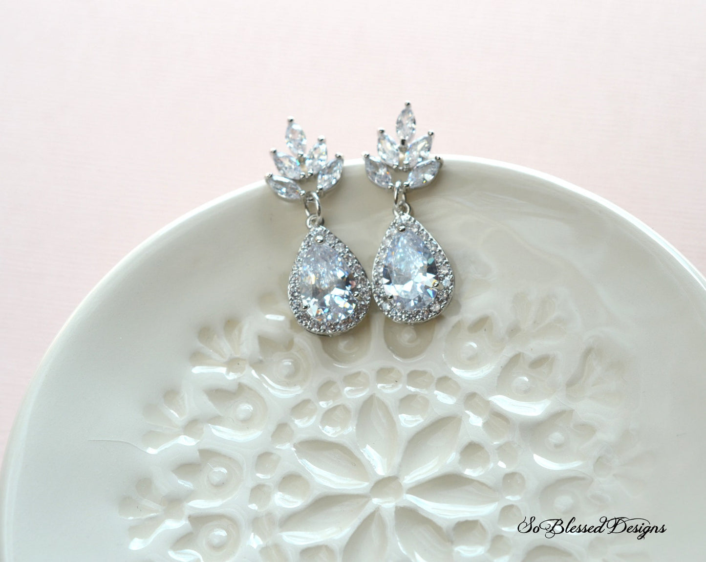 Avery Floral CZ Bridesmaid Earrings