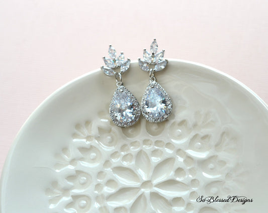 Avery Floral CZ Bridesmaid Earrings