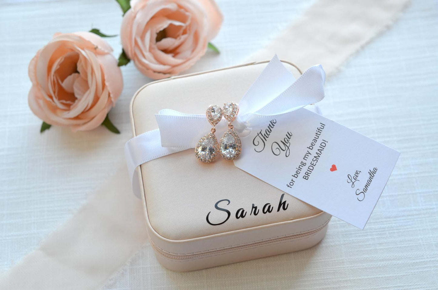 Bridesmaid Earrings with Custom Jewelry Box