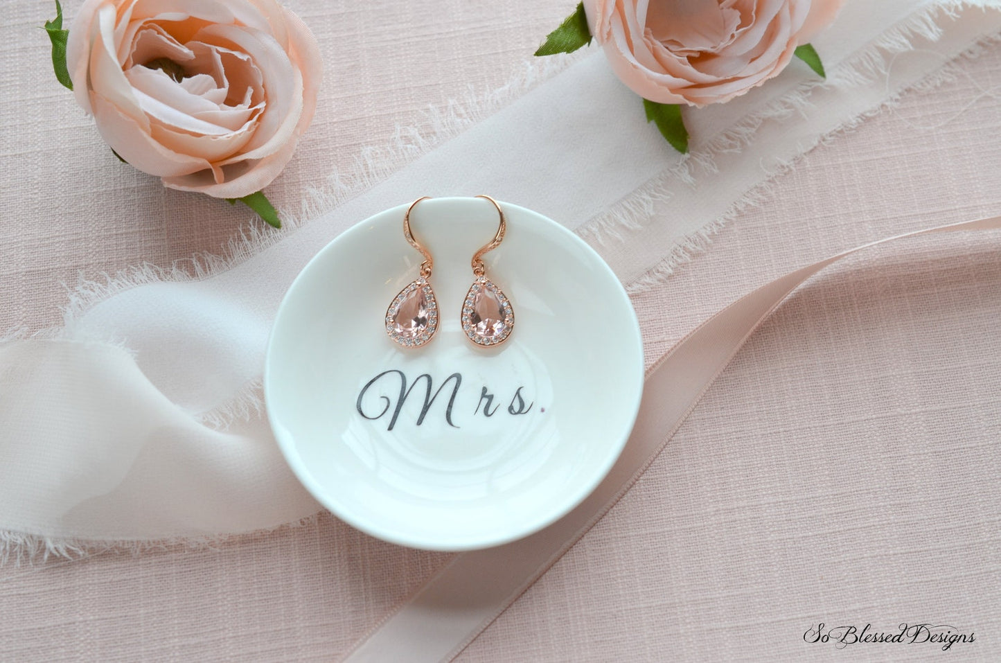 Blush pink wedding earrings