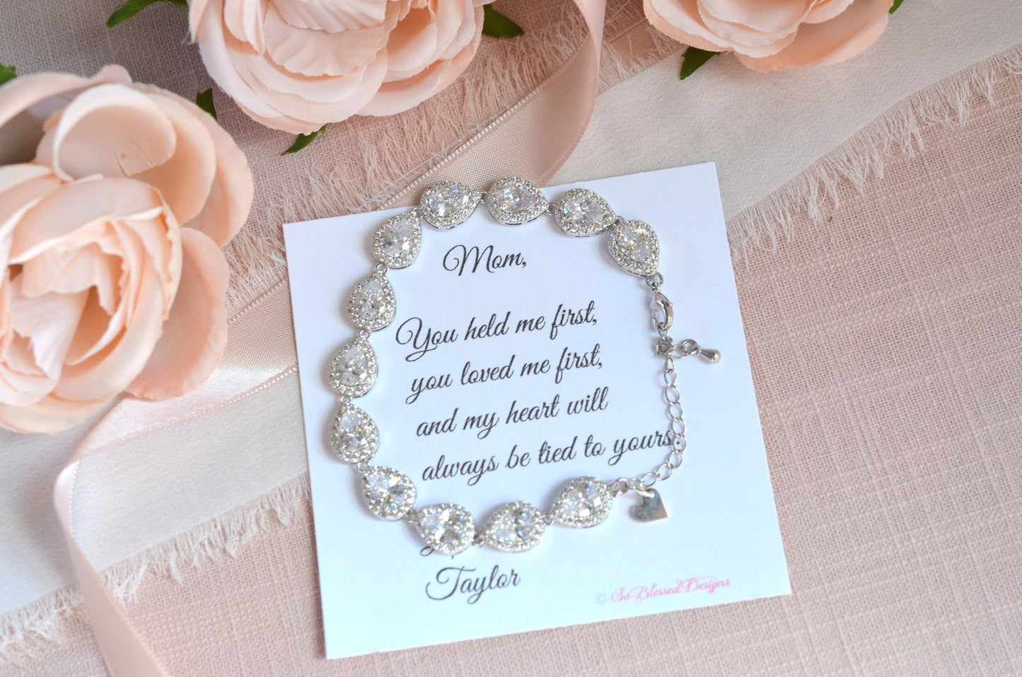 Mother of the Bride Teardrop Bracelet