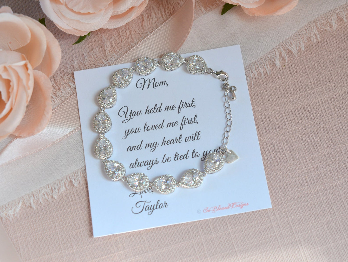 Mother of the Bride Teardrop Bracelet