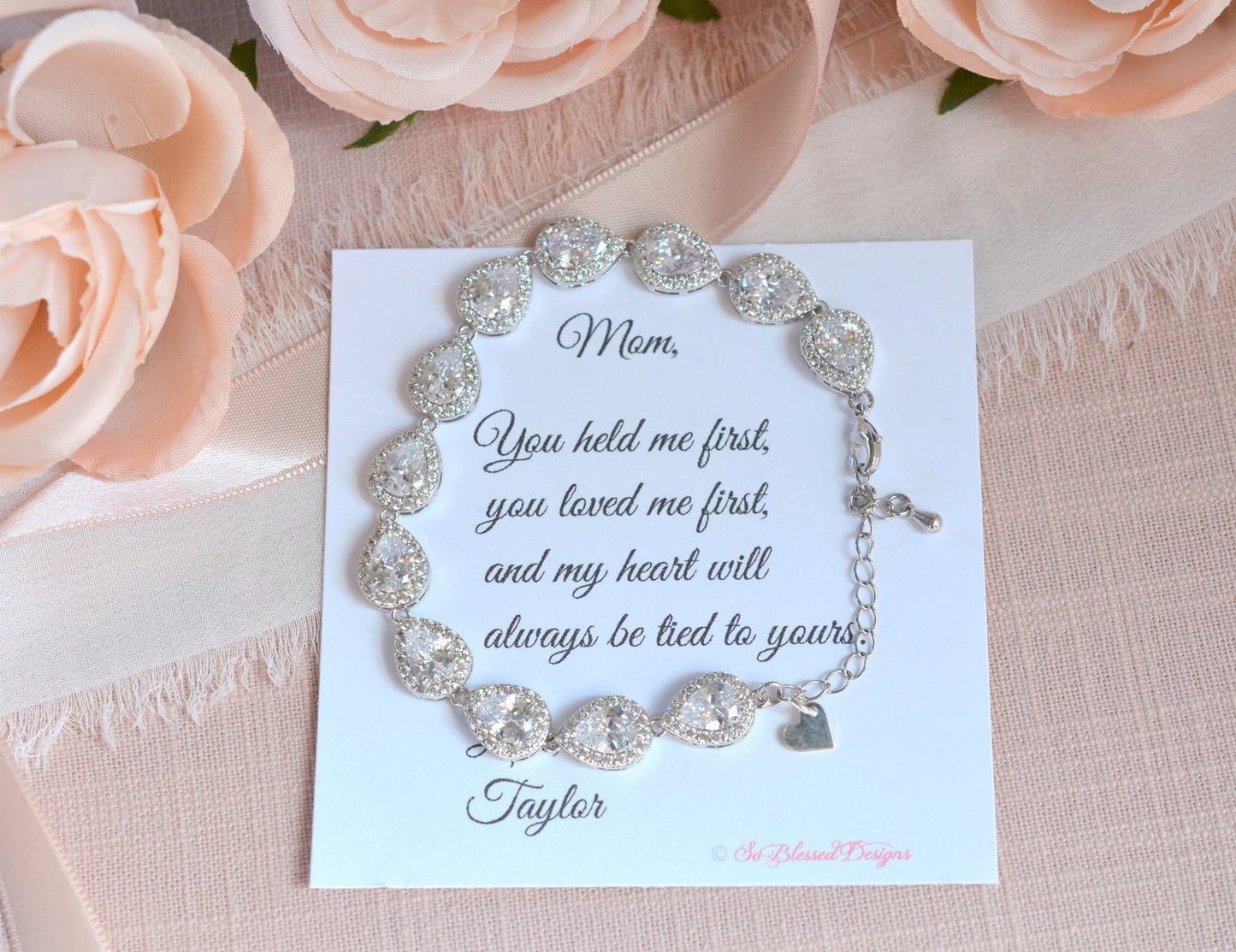 Mother of the Bride Teardrop Bracelet