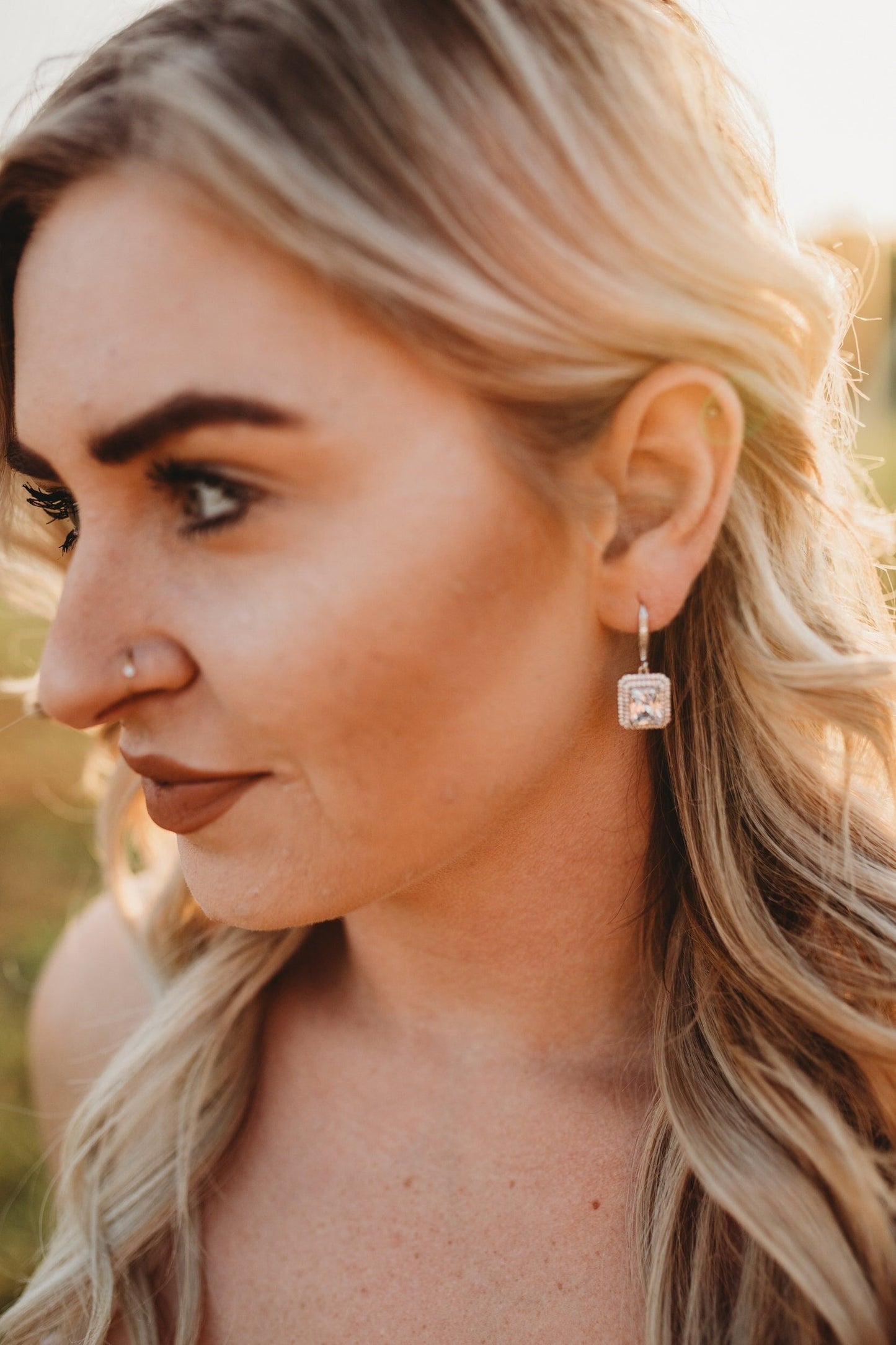Emerald Cut Bridal Earrings