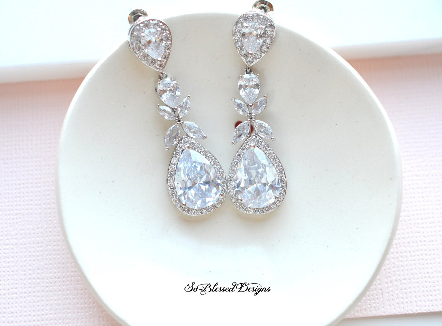 Haley Statement Bridal CZ Earrings