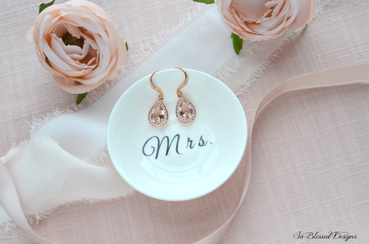 Blush pink wedding earrings