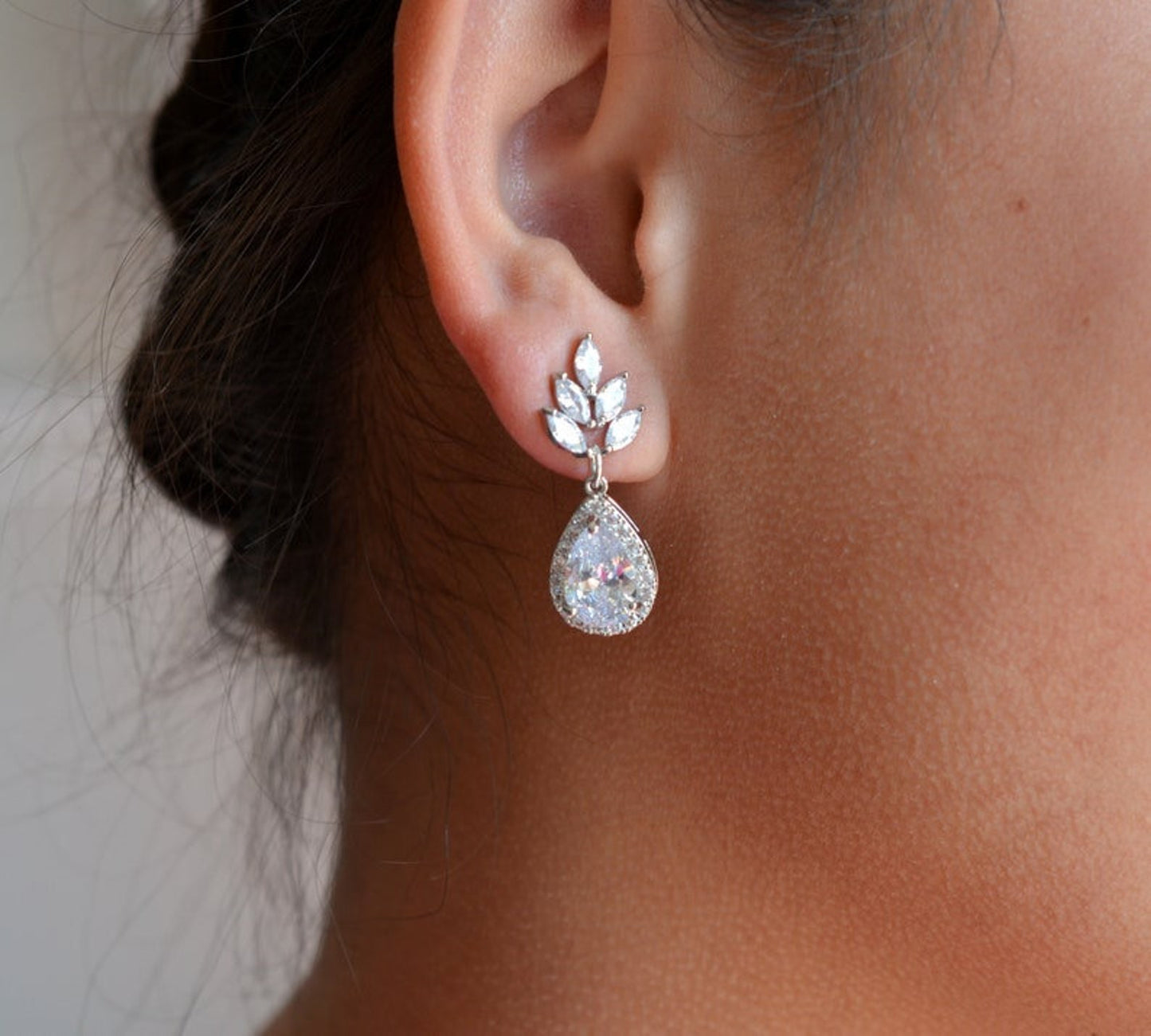 Floral CZ Bridal Earrings