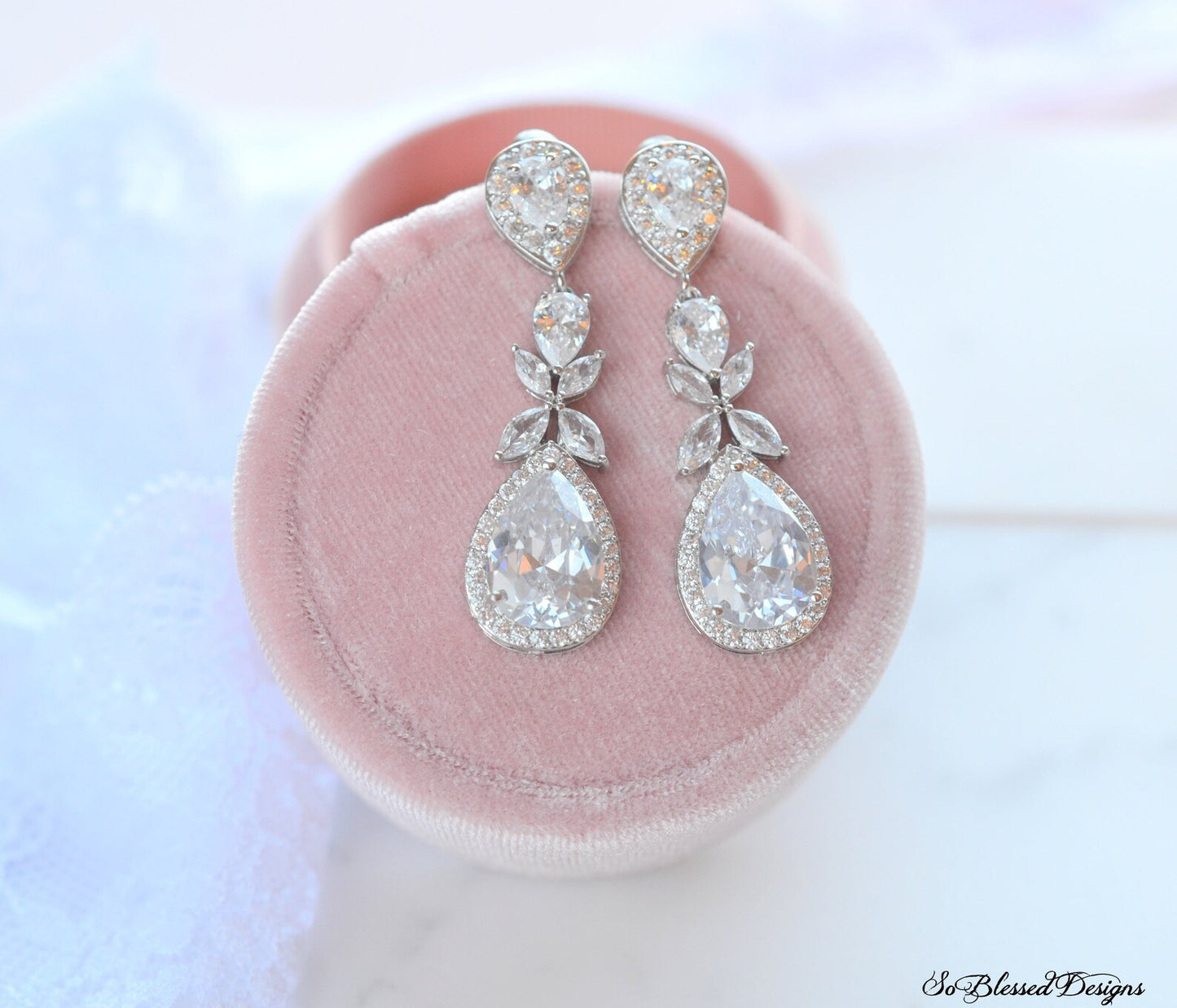 Haley Statement Bridal CZ Earrings