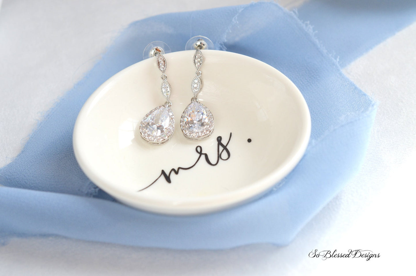 Elegant Long Teardrop Bridal Earrings