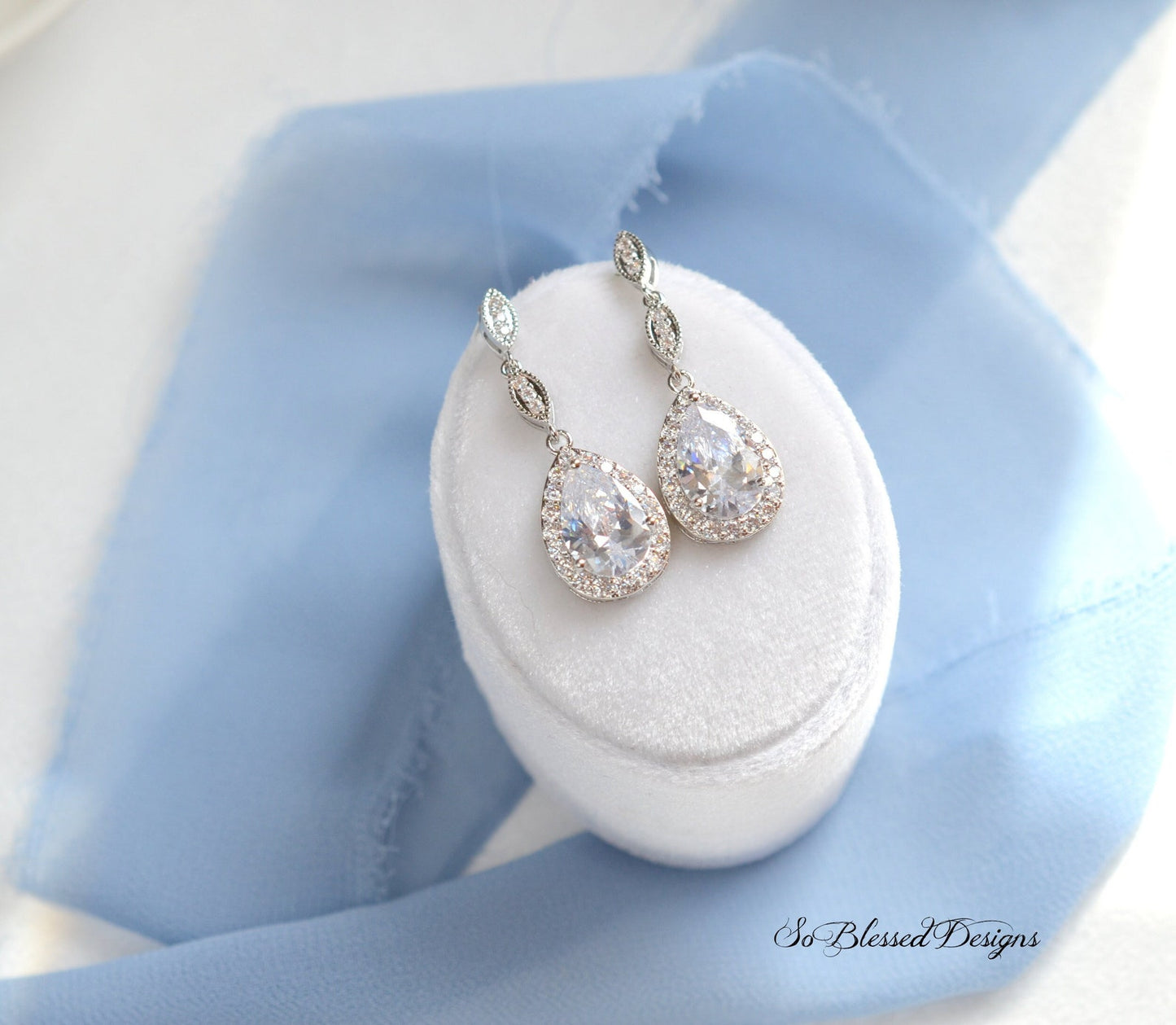 Elegant Long Teardrop Bridal Earrings