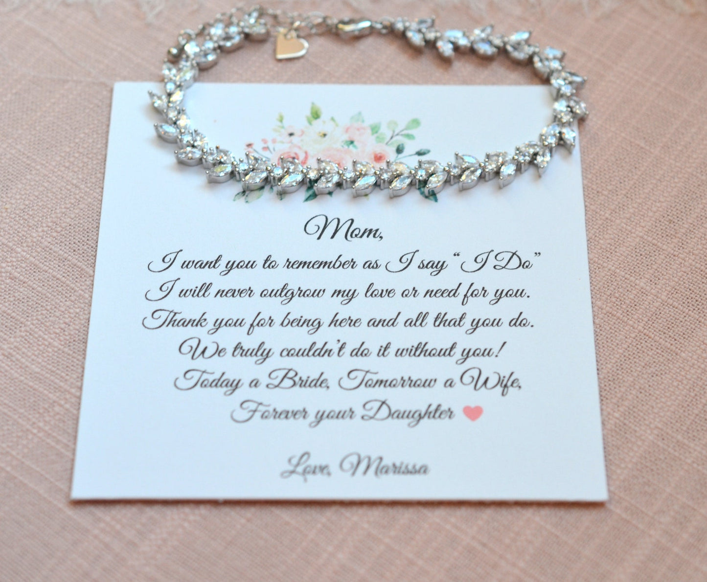 Mother of the Bride Bracelet & Personalized Card