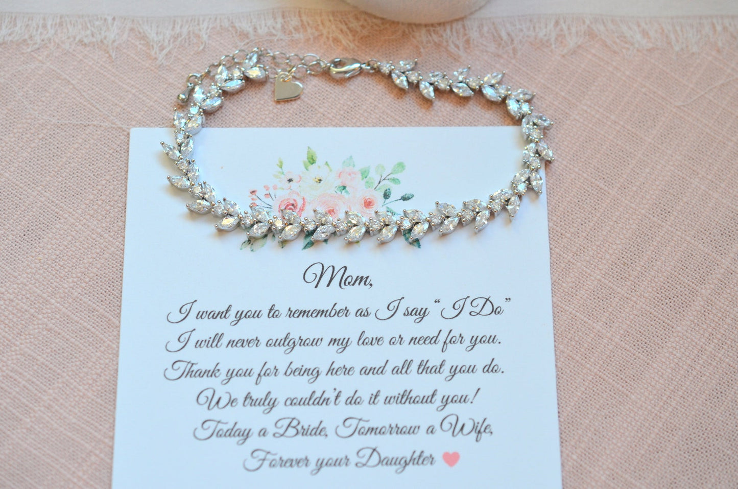 Mother of the Bride Bracelet & Personalized Card