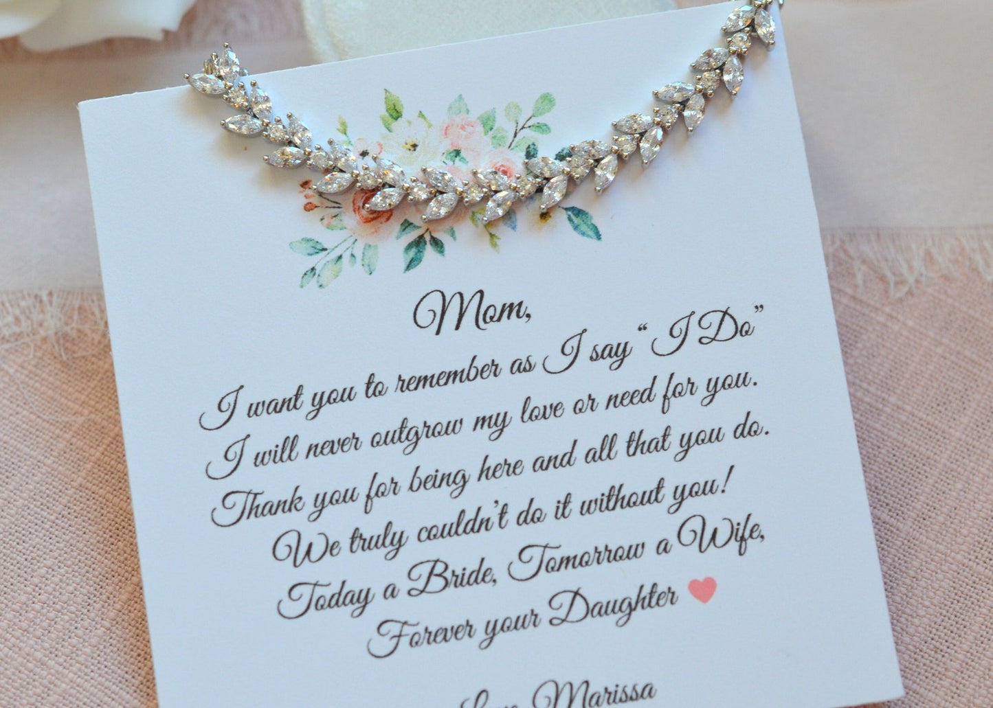 Mother of the Bride Bracelet & Personalized Card