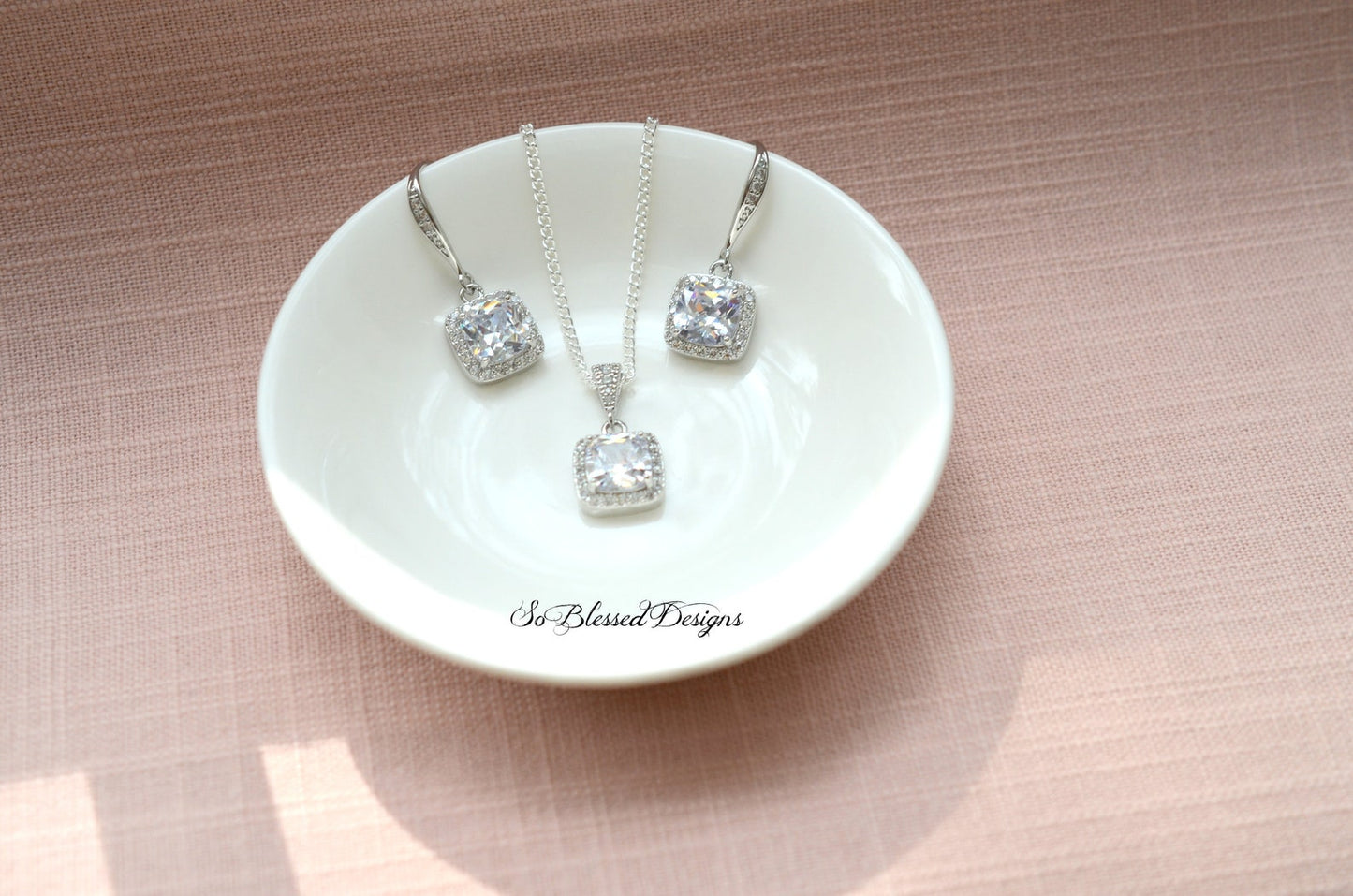 Custom Bridesmaid Earrings & Necklace Set