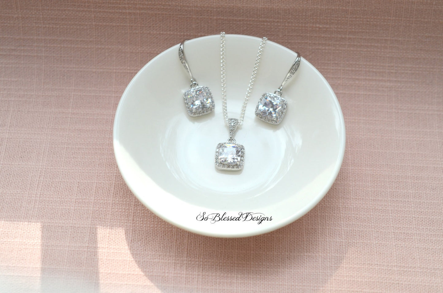Custom Bridesmaid Earrings & Necklace Set