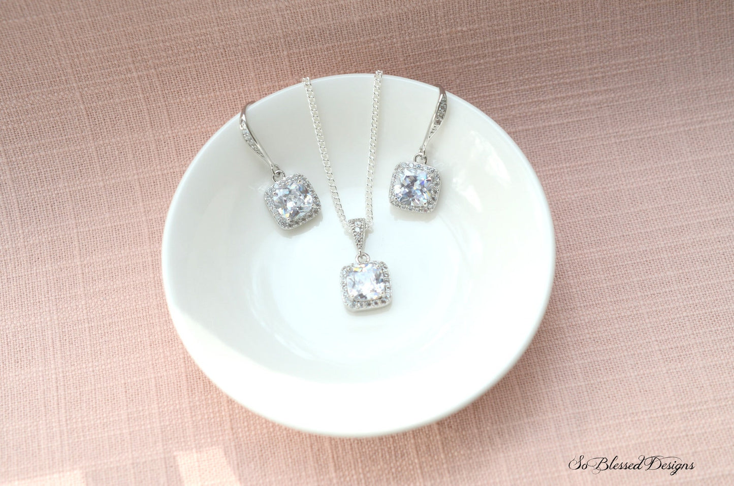 Custom Bridesmaid Earrings & Necklace Set