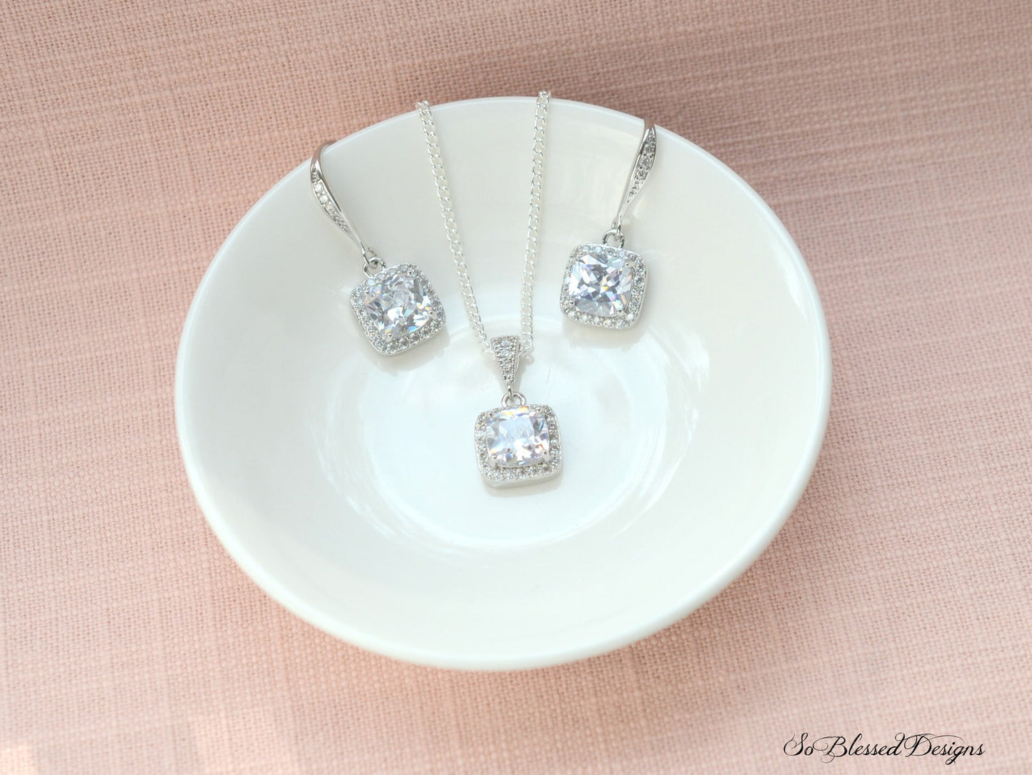 Custom Bridesmaid Earrings & Necklace Set