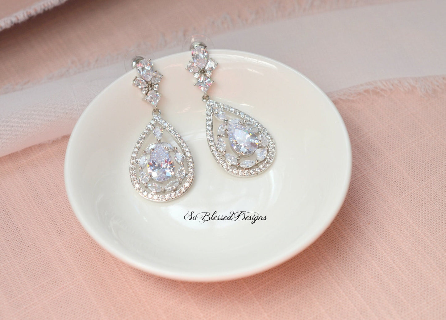 Bridal Statement CZ Earrings
