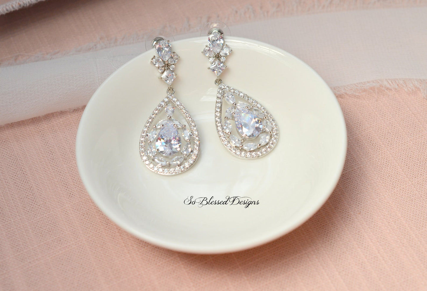 Bridal Statement CZ Earrings