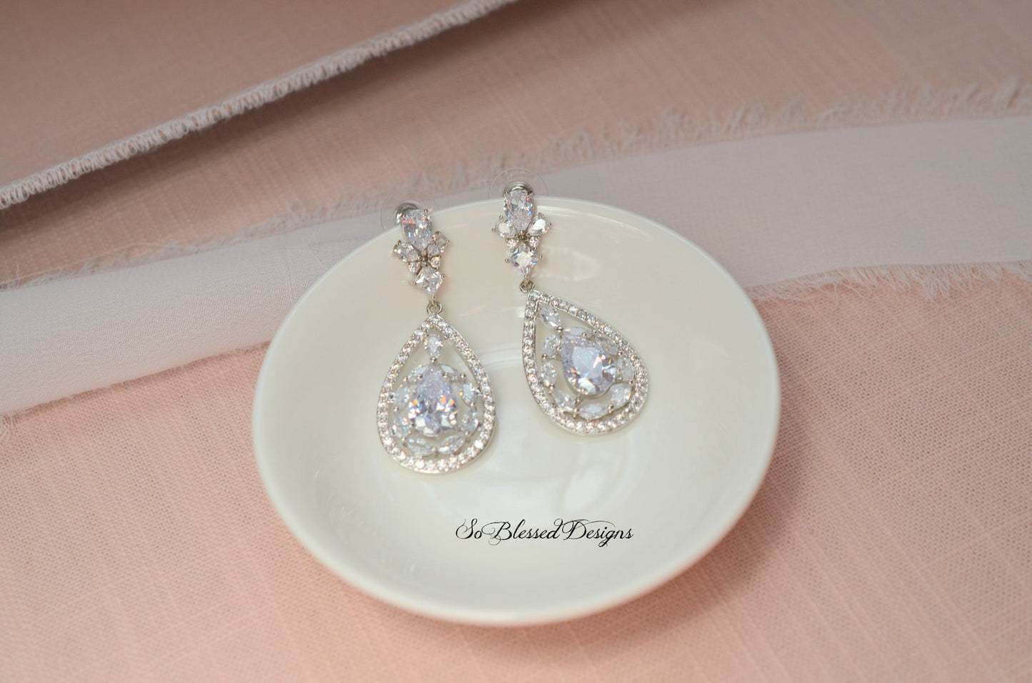 Bridal Statement CZ Earrings