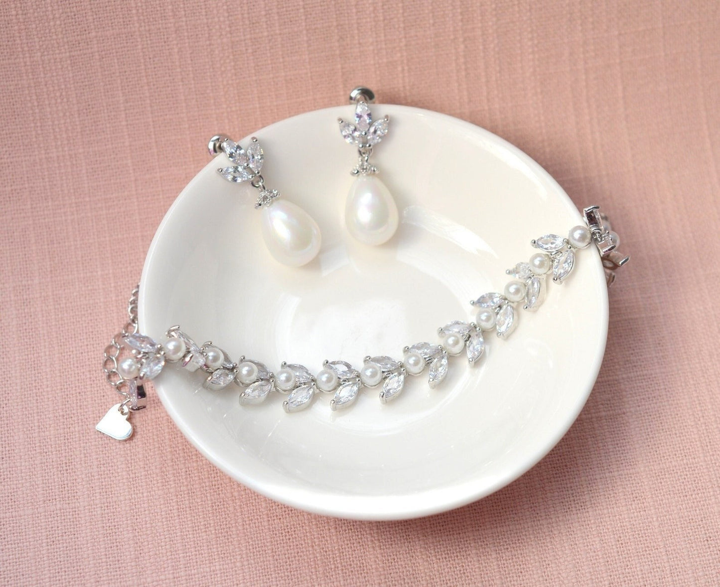 Matching Pearl Earrings and Bracelet
