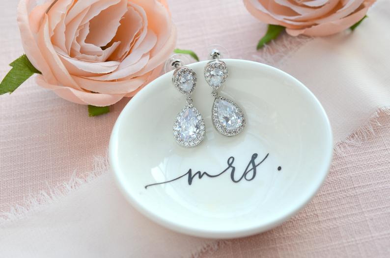 Bridesmaid Earrings with Custom Jewelry Box