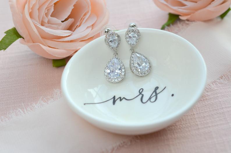 Bridesmaid Earrings with Custom Jewelry Box