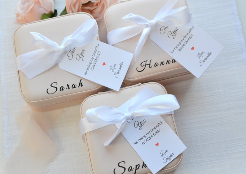 Bridesmaid Earrings with Custom Jewelry Box