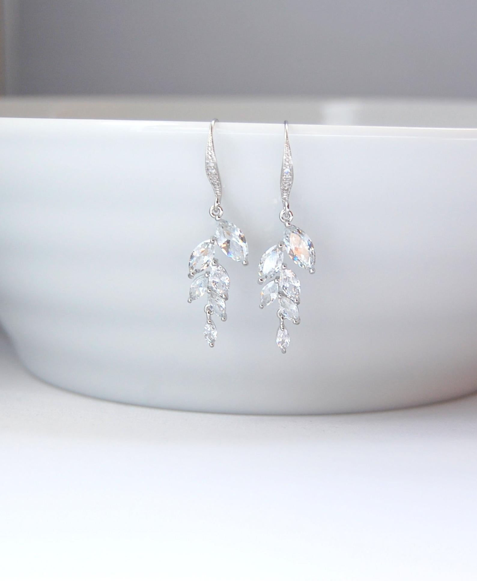 Crystal on sale leaf earrings