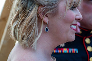 Navy blue bridal earrings