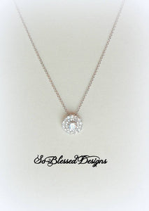 Cubic zirconia necklace hanging on sterling silver chain 