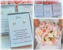 Personalized Flower girl card with pearl earrings