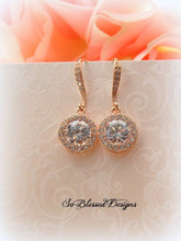 Rose gold solitaire CZ earrings