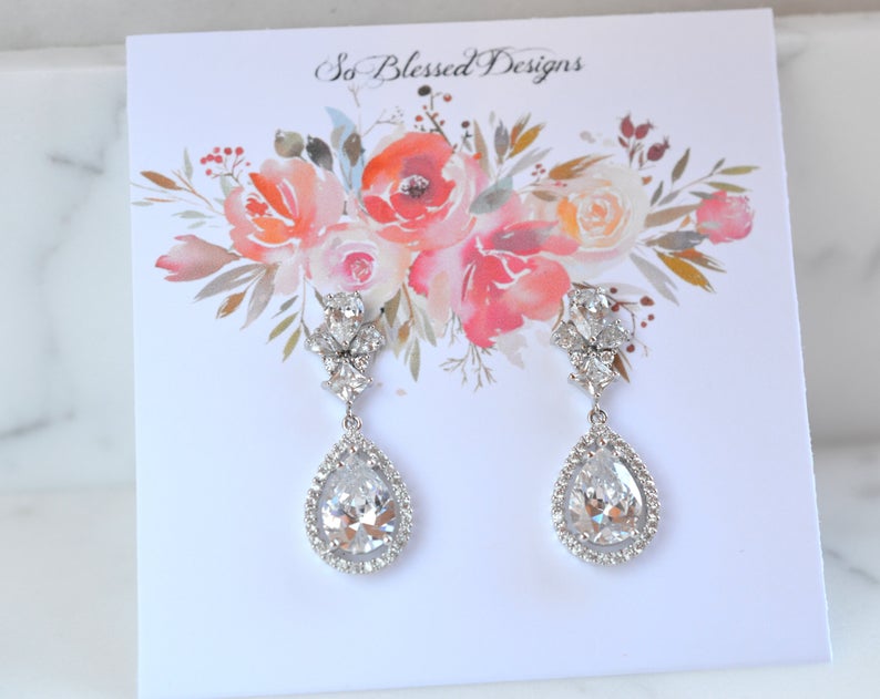 Stunning long bridal earrings