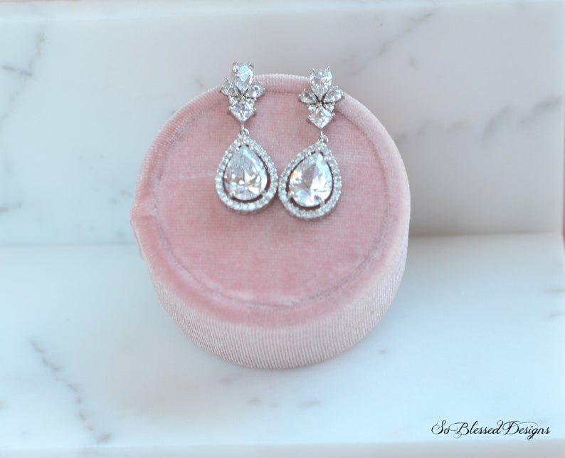 sterling silver crystal earrings