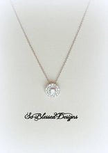 Silver circle solitaire necklace for mother of the groom
