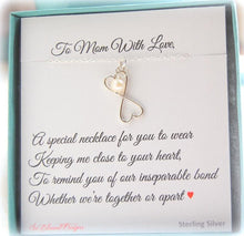 Mother of the Bride necklace gift displayed on To Mom with Love jewelry card
