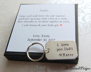 I love you Dad keychain with daughters name personalized
