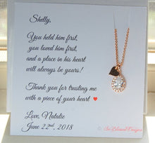 Necklace for Mother of the Groom Rose gold teardrop pendant with heart charm