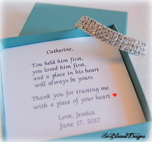 You held him first poem with Mother of the groom cz bracelet